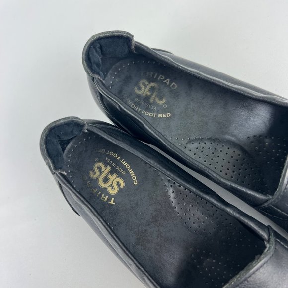 SAS Womens Weave Black Leather Slip On Loafer Comfort Shoes size 8.5S Slim - Picture 11 of 16